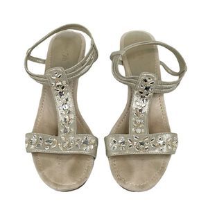 East 5th Bejeweled Sandals Taupe Size 8.5
